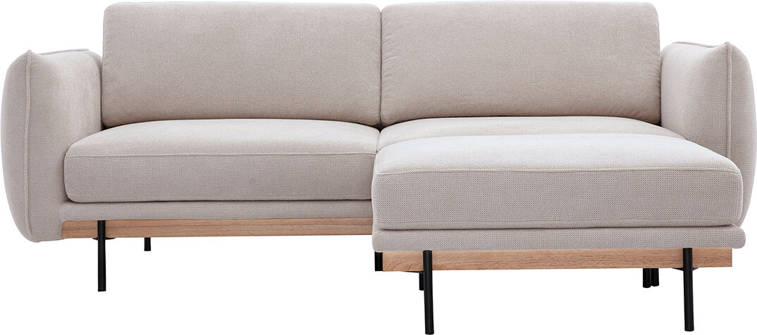 Miliboo 3-Sitzer Designsofa und Hocker in Beige Chenille Stoff und Schwarzem Metall TODD