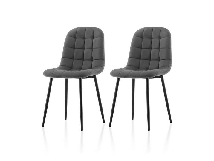 LuxusKollektion Esszimmerstuhl Esszimmerstühle 2er Samt ergonomisch Rückenlehne Samt×2 Grau