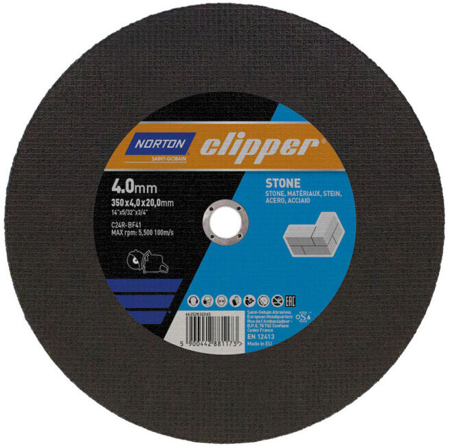 CLIPPER Disque à tronçonner pierre C24R-350x4.0x20mm ; Saint-Gobain (66252832265)