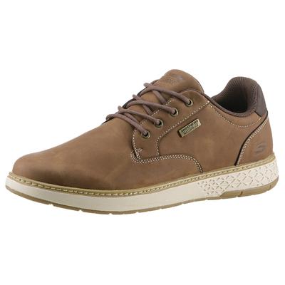 Schnürschuh SKECHERS "GARLAN", Herren, Gr. 46, Textil, braun, Lederimitat, Schuhe Schnürschuh, Trekking Schuh, Sneaker, Freizeitschuh mit Kontrastnähten