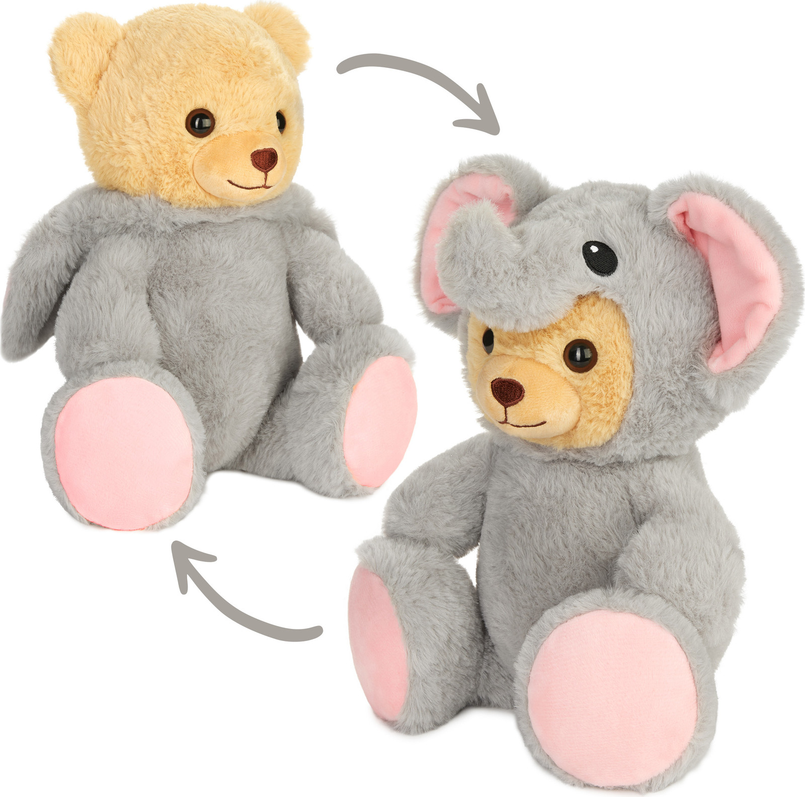 BRUBIES Knuffel Olifant - Pluche knuffelbeer in olifantenkostuum met kap, 25 cm