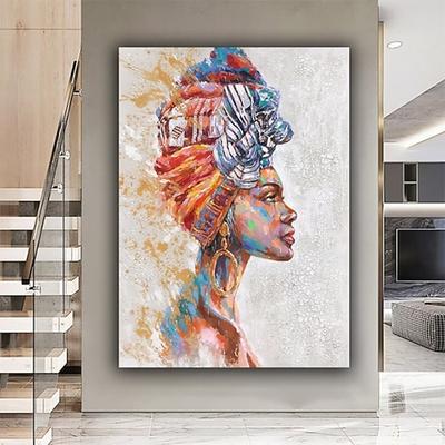 Handgefertigtes Ölgemälde auf Leinwand, Wandkunst, Dekoration, Menschen, Porträt, afrikanische Mädchen für Wohnkultur, gerollt, rahmenlos, ungedehnt