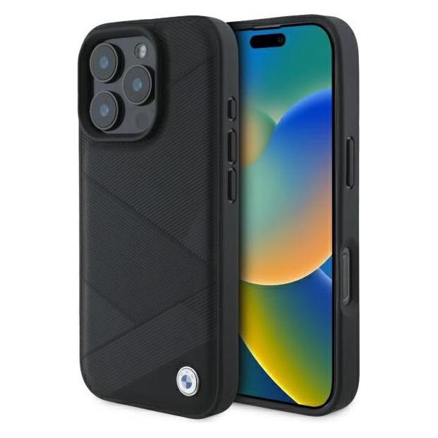 BMW BMHCP16X23RCGPK iPhone 16 Pro Max 6.9" czarny/black hardcase Sign Leather Crossing Lines Pat (Apple iPhone 16 Pro Max) (BMW000916-0)