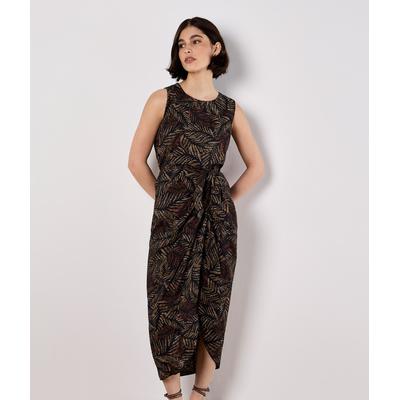 Midirock APRICOT "Midirock", Damen, Gr. L (40), schwarz, Obermaterial: 85% Viskose CV. 15% Polyamid PA., gemustert, Röcke, mit Batik-Blattmuster