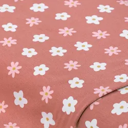 Baumwoll-Jersey "Blumen" mit Elasthan, rosa/weiß