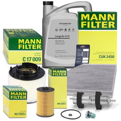 Mann-filter Inspektionspaket Set B + 5l 0W-30 Motoröl [Hersteller-Nr. 41109495] für Audi