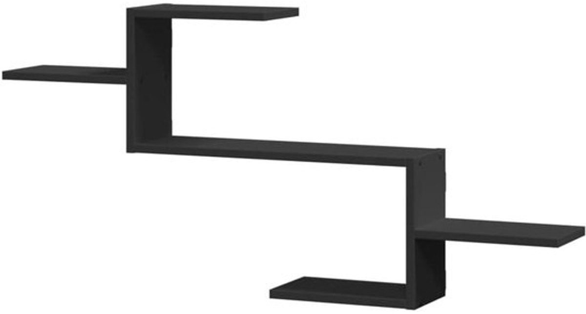 Zwarte zwevende wandplank van duurzaam bewerkt hout, B/D/H: 104 x 15 x 49 cm