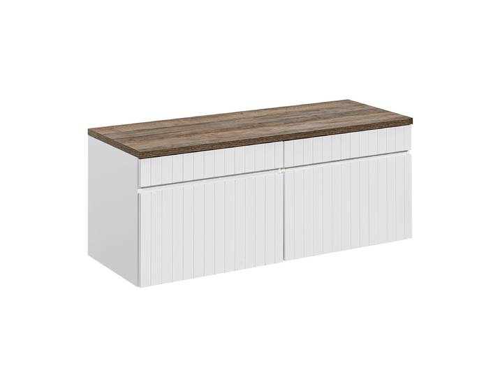 Meuble sous-vasque 120cm plan de toilette Zelie Blanc et Bois