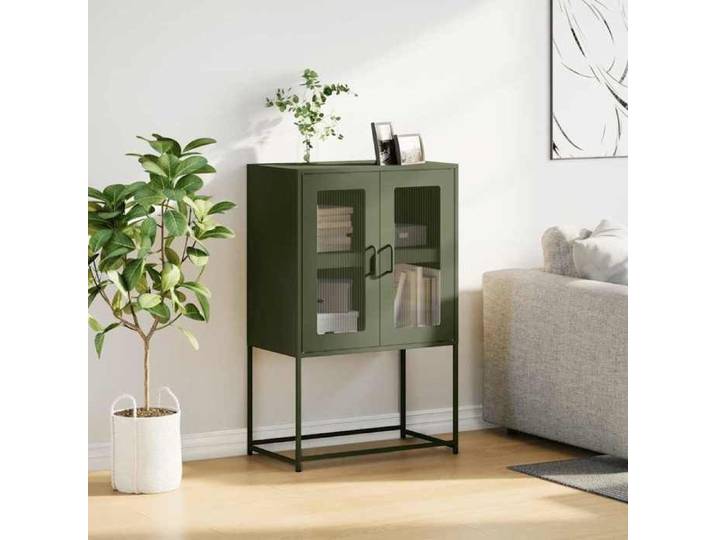 Meuble de salon - Haut Armoire - Vidaxl - multi-rangement - Meuble haut vert olive 68x39x107 cm acier 827452jyd54a