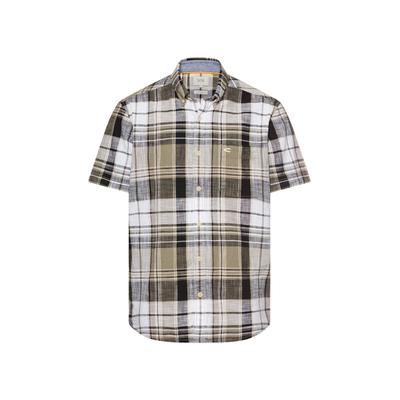 Kurzarmhemd CAMEL ACTIVE, Herren, Gr. L, N-Gr, khaki, Web, Obermaterial: 100% Baumwolle, kariert, normal hüftbedeckend, Rundhals, Hemden, Kurzarm, kariertes Design, normale Passform, mit Button-down-Kragen