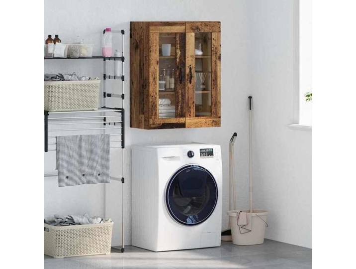 Meuble mural - - Bois Ancien - 69 5x34x90 cm - 2 portes - Montage mural