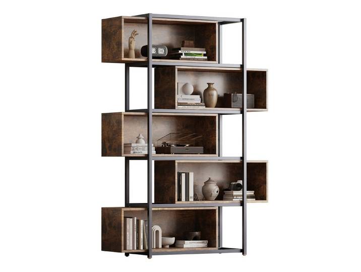 SeedWave Vitrine Vintage Merzweckschrank Vitrinenschrank Anti-Kipp Stahl Standvitrine Schraubenlöcher zum Wandhalter, Abziehbare Regale
