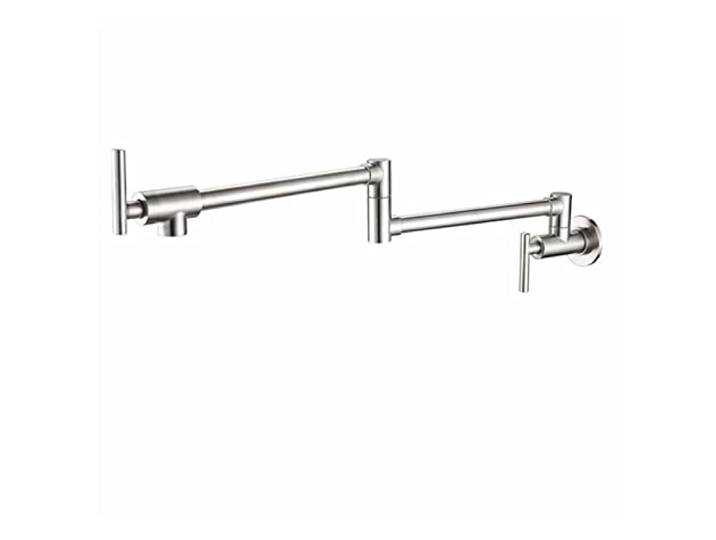 Küchenarmatur, Messing-Topffüller-Wasserhahn, Wandmontage, for Küchenspüle, Schwarz, einzelne kalte Wasserhähne, Einloch-Wasserhähne, 360-Grad-Drehung, klappbarer Auslaufzapfen(2)