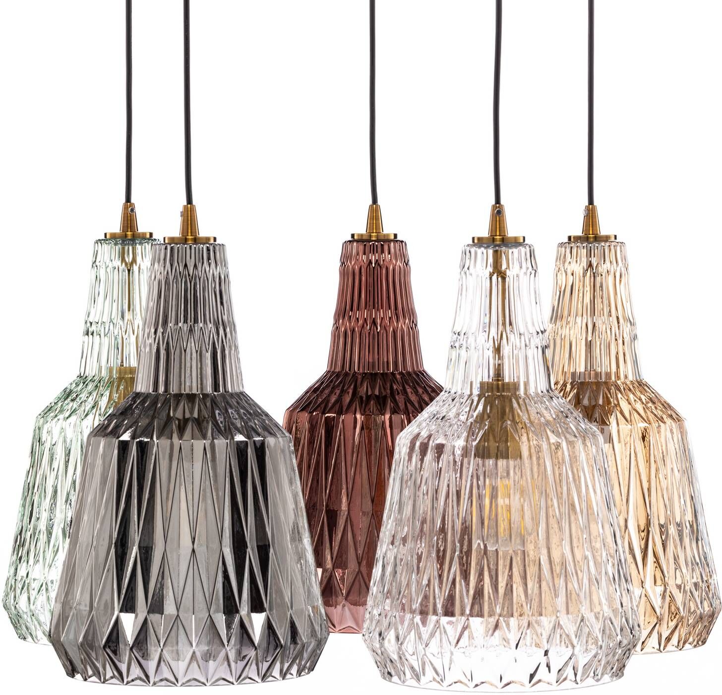 Glass Pendant Light Belarion Lindby, dimmable, Multicolour, Living / Dining Room, Glass, Vintage, Ceiling Light