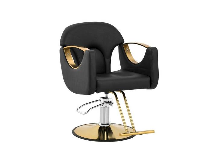 Physa Armlehnstuhl Friseurstuhl mit Fußstütze Barton Schwarz Barberstuhl Friseursessel, Schwarz