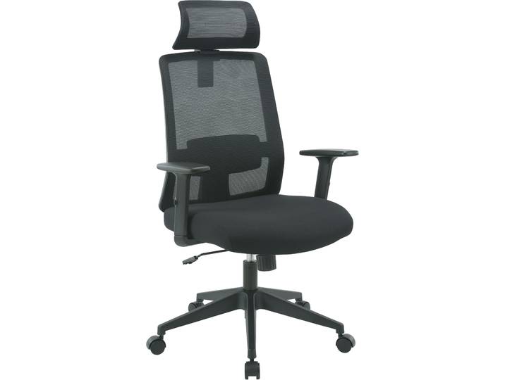 Bürostuhl GOODPRODUCT Tallard, Mesh Schreibtischstuhl, ergonomische Ausstattung , schwarz (schwarz, schwarz, schwarz), B:68cm H:114cm T:68cm, Stühle, Bürostuhl, verstellbare Kopfstütze, Lumbalstütze & Armlehnen