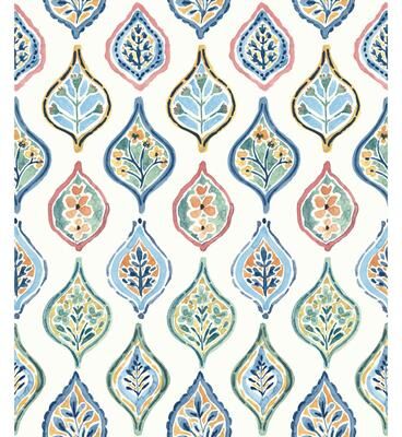 York Wallcoverings Marketplace Motif White & Multi Wallpaper