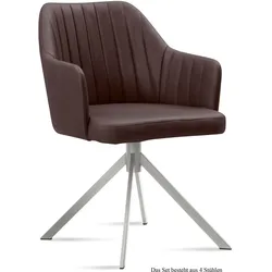 ARMLEHNSTUHL (4er-Set) Dorthe 58x81x60 Edelstahl/Braun