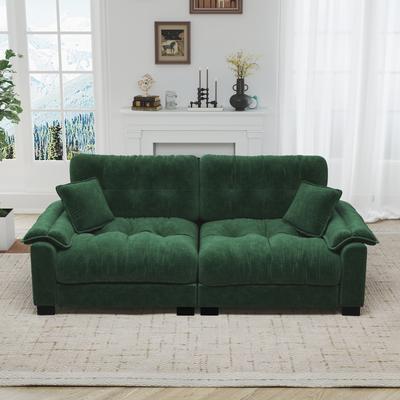 Loedds 94-Inch 3-Seat Chenille Sofa with Pleated Detail High-Density Foam and Spring Support