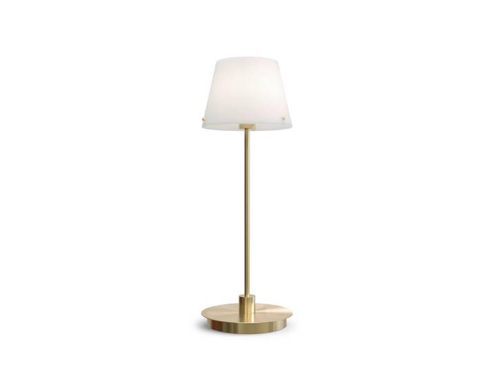 Belid Tischleuchte Gil il Grande, Opal, Messingfarben, Glas, Metall, 37 cm, CE, Lampen & Leuchten, Innenbeleuchtung, Tischlampen, Tischlampen