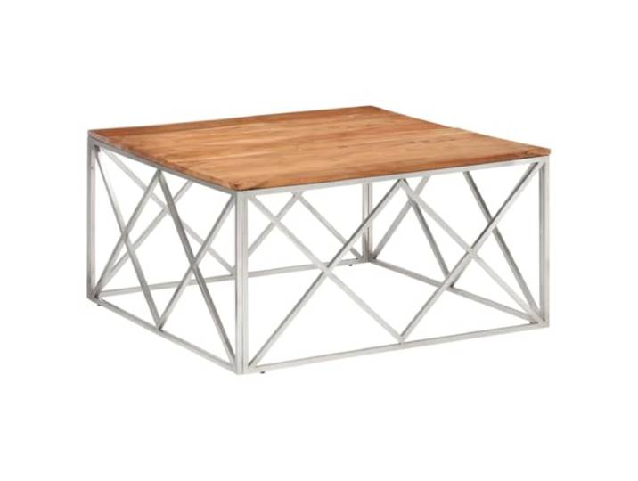 Couchtisch aus massivem Akazienholz und Edelstahl, modernes Design für Wohnzimmer
