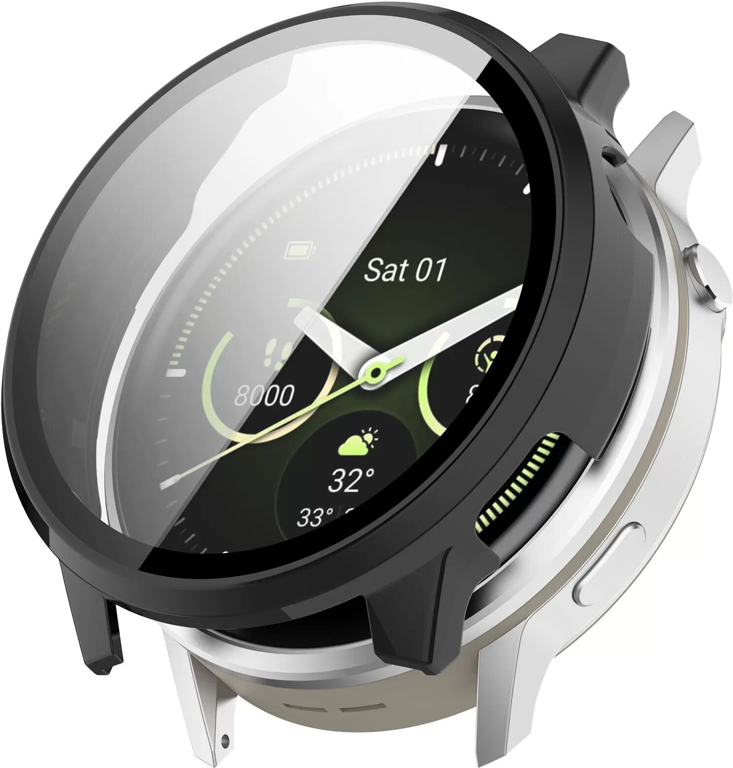 INF Schutzhülle kompatibel mit Garmin Venu 4 (45mm) PC+Tempered Film Integrierte Hülle - Schwarz