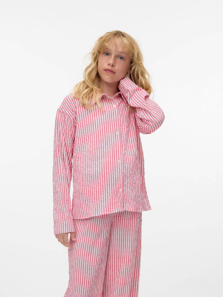 Vero Moda Girl Hemd "Annie" in Weiß/ Pink - 128