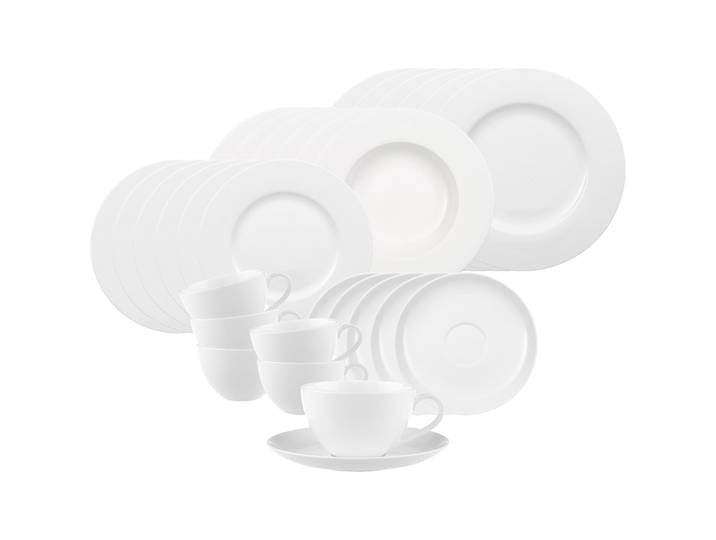 Geschirr-Set VILLEROY & BOCH Kombiservice Anmut 30er Set weiß , weiß, 30, Porzellan, Geschirr-Sets, Geschirr-Set, Spülmaschinenfest, Mikrowellensicher