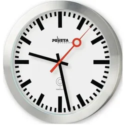 Peweta, Wanduhr, Funkwanduhr Bahnhof silber 30,0 cm Aluminium (30 cm)
