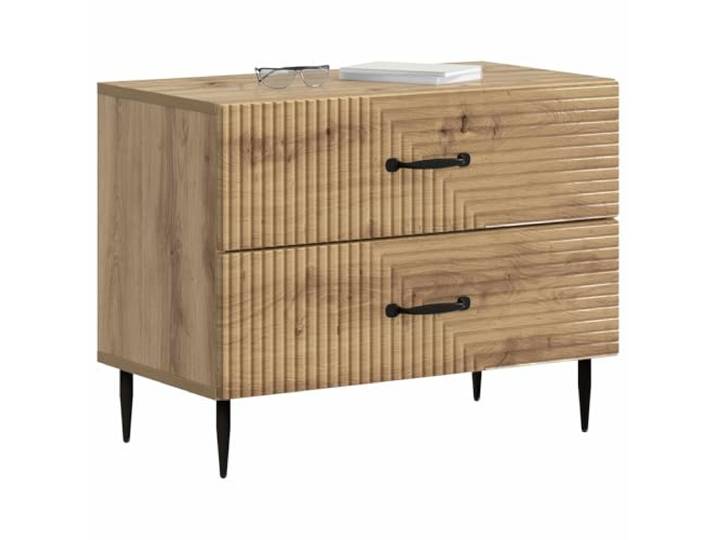 KTHLBRH Nachtschrank Eiche Handwerk 62 x 34,5 x 47,5 cm Modernes Design mit Vintage-Look, ideal für kleine Räume, Stil und Zweckmäßigkeit