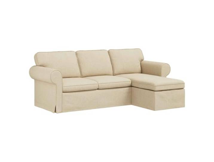 IBUQDDV Sofa Creme 215 x 138 x 80 cm Stoff Modularer Aufbau, Metallrahmen, atmungsaktiver Stoff, Holzwerkstoff-Armlehnen, Kunststoffbeine, weiche Kissen, urbane