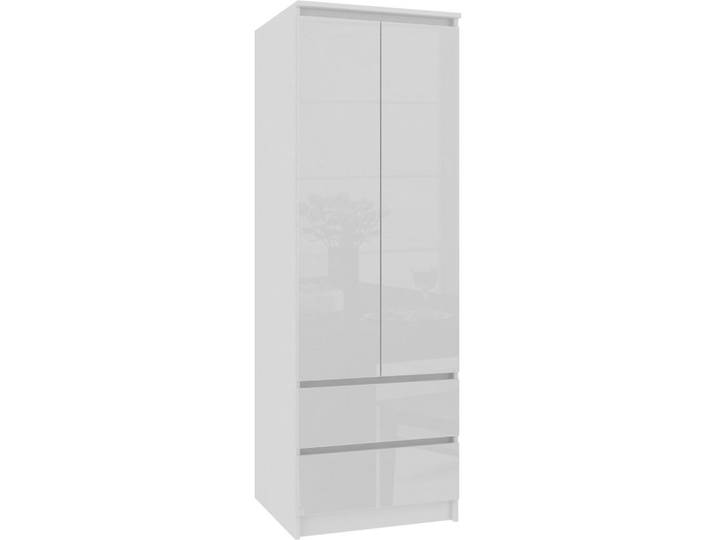 Akord Kleiderschrank Weiß, Weißglanz 60x51x180 cm, Weiß, Weiß Hochglanz, 2 Schubladen, Rechteckig, 60x180x51 cm, Schlafzimmer, Kleiderschränke