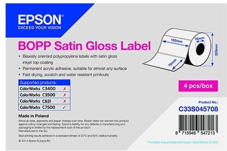 Epson S045708 etiqueta satinada blanca 102x76mm