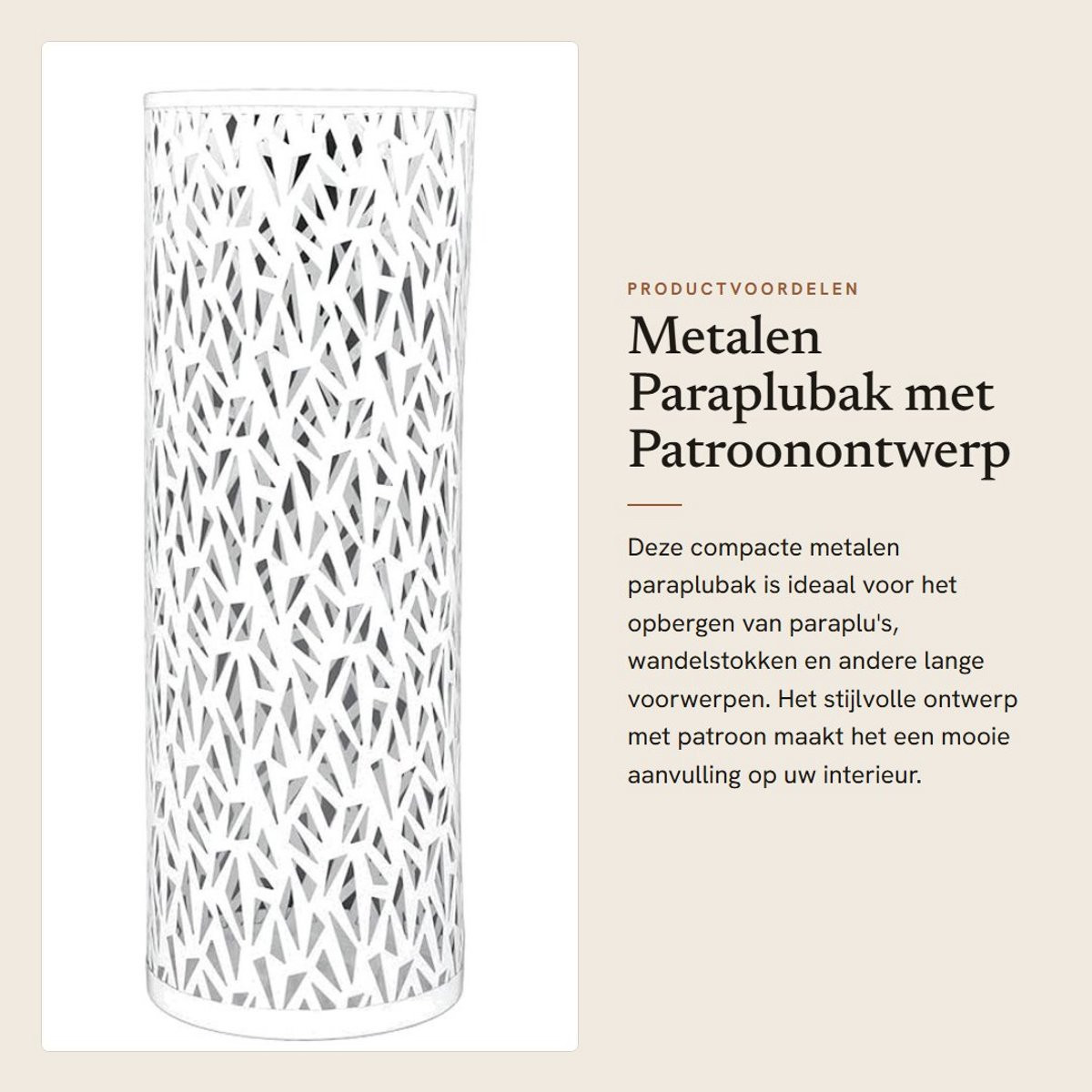 Dailygoods Metalen Design Parapluhouder met Afneembare Lekbak voor Paraplu's en Wandelstokken