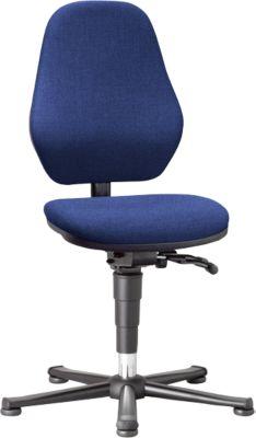 Labordrehstuhl Basic 9132, mit Gleitern, Stoffpolster, Duotec blau
