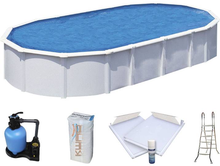 Schwimmbecken KWAD »Supreme« all in Premium Folie , blau (weiß, farbe innen: blau), B:370cm H:132cm L:610cm, Schwimmbecken, Schwimmbecken, BxLxH: 370x610x132cm, inkl. Bodenisolationsset