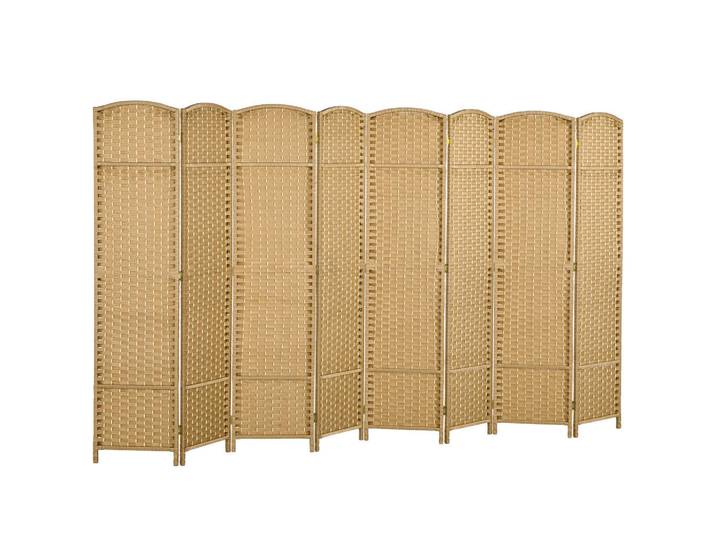 Homcom Paravent 8-teilig 320 x 170 cm Raumteiler Trennwand aus Kiefernholz Natur, Naturfarben, Kunststoff, 1.6x170x320 cm, Wohnzimmer, Paravents