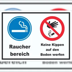 HB-Druck Schild Raucherbereich Boden verboten A4 (210x297mm)