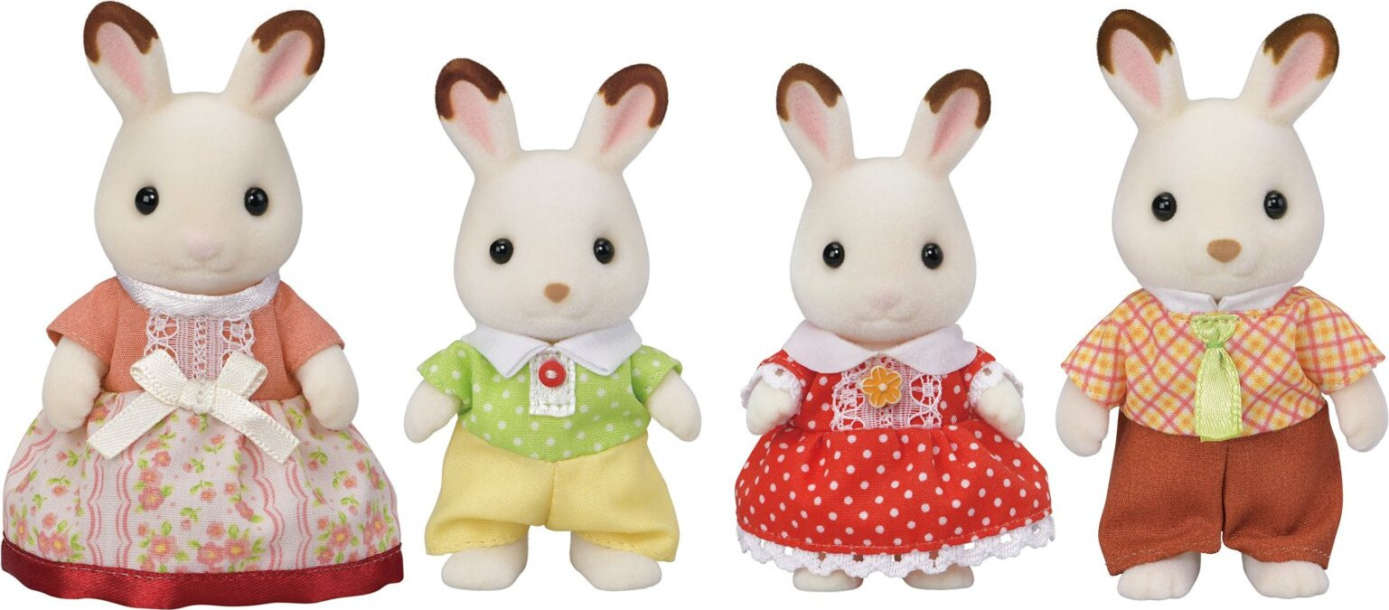 Sylvanian Families Chocolate Rabbit Family - 5655 - Beweegbare figuren met kleding - Leeftijd 3+