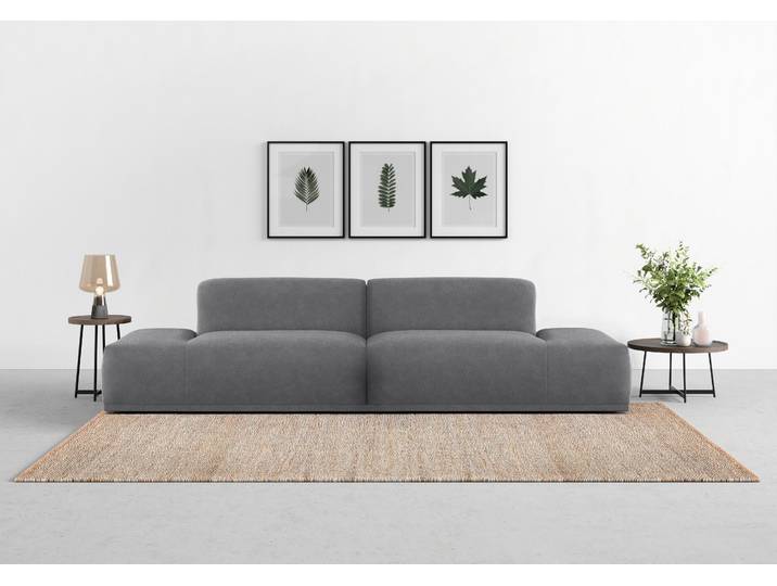 Big-Sofa, Struktur fein JOIZ, Dunkelgrau, 300×107 cm, Hochwertiger Sitzkomfort, Modern, TRENDMANUFAKTUR
