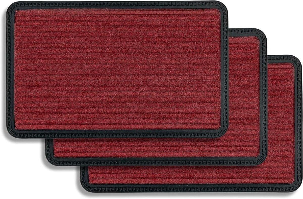Deurmat Set Entree Mat met Rode Lijnen en Stroef Oppervlak - 50 x 80 cm