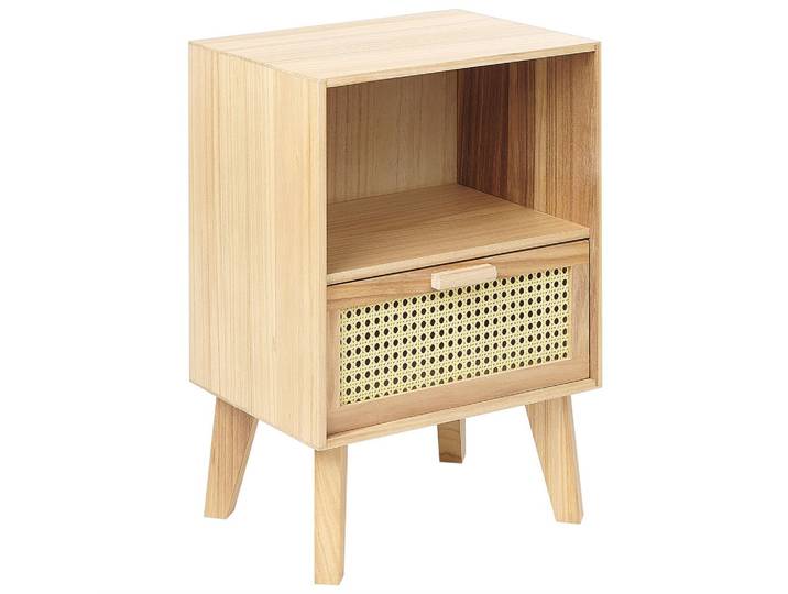 NACHTTISCH Rattan heller Holzfarbton 1 Schublade 40/30 cm Seney