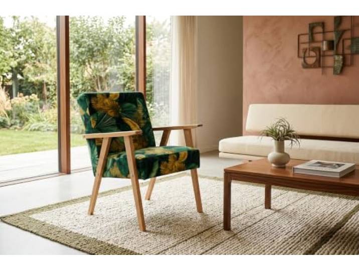 Family Meble Sessel Soler Spring – Retro-Sessel im Vintage-Stil mit Stoff-Bezug – Grün · 7