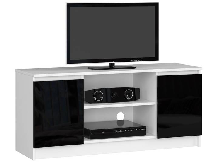 TV-Lowboard – Weiß / Schwarz Hochglanz