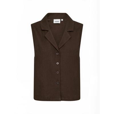 Funktionstop WASABI CONCEPT "Wasabi Concept Top WA-CORINNA", Damen, Gr. 38, braun (8694 hot fudge), Obermaterial: 55% Leinen, 45% Viskose, Tops
