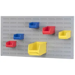 PROREGAL Trägersystem Graue Systemplatte mit 18x blauen Sichtlagerboxen 3.0 | Maße HxB 50x100cm | Sichtlagerbox, Sichtlagerbehälter, Sichtlagerkasten