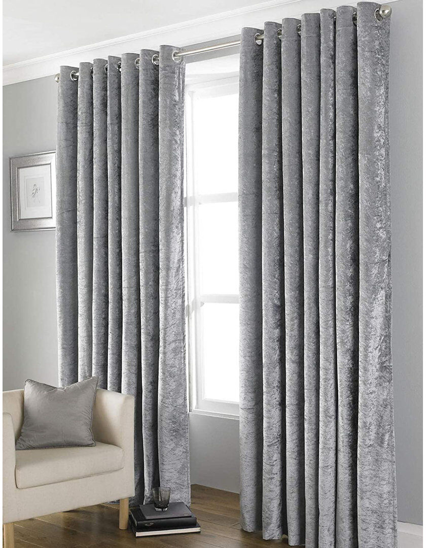 Canora Grey Standifer Velvet Blackout Curtain Pair Grey 168 x 183 cm