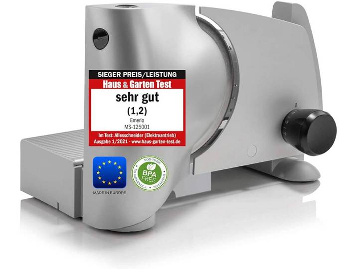 Emerio Allesschneider MS-125001 mit Edelstahl Wellenschliff-Messer, 110 W