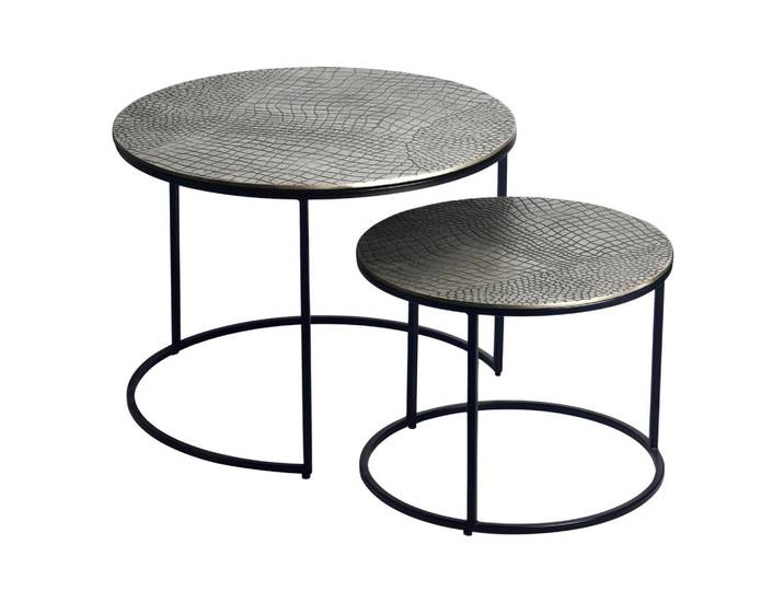 Livetastic Satztisch, Silber, Metall, 2-teilig, rund, rund, 45x60x60 cm, Wohnzimmer, Wohnzimmertische, Satztische