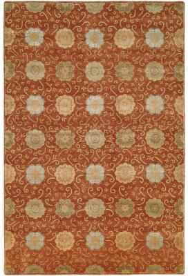 KALATY Nirvana Rust/Beige Wool Blend Floral Hand-knotted Area Rug